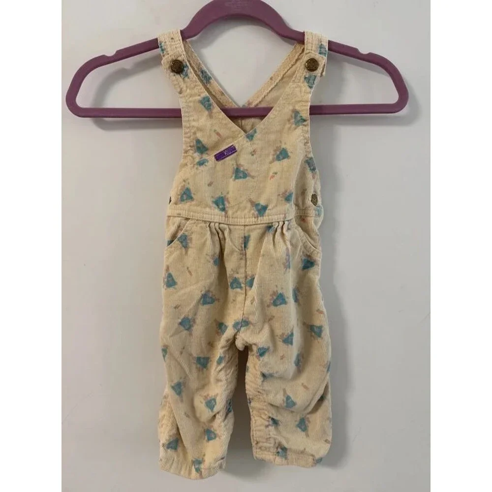 Vintage Paper Tag Made in the USA Oshkosh Yellow Rabbit Overalls
